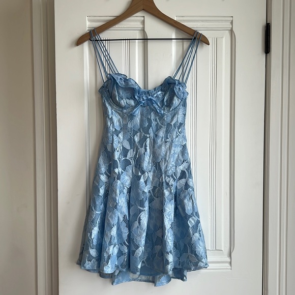 For Love And Lemons Dresses & Skirts - For Love & Lemons NEW Blue Floral Lace Dress
